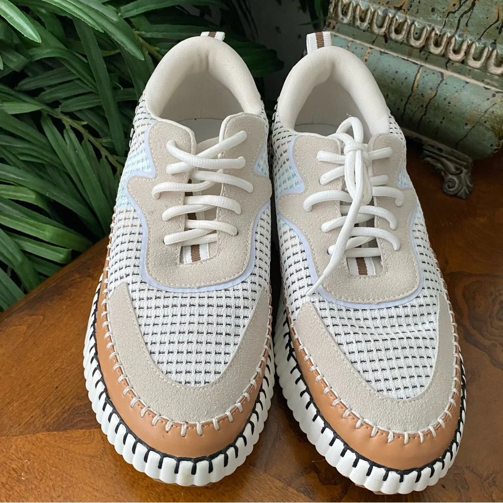 Cozzy Girl Coachel Women’s Woven Knit Chunky Wedge Platform Fashion Sneakers